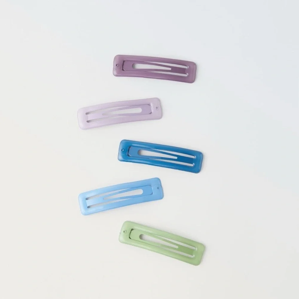 NWT Zara girls multi colored rectangular snap hair clips set of 4